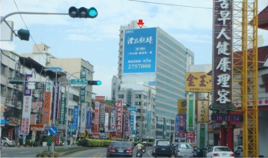 N-0441鐵架廣告塔-台南市永康區中華路200之1號10~17樓壁面-往市區廣告看板